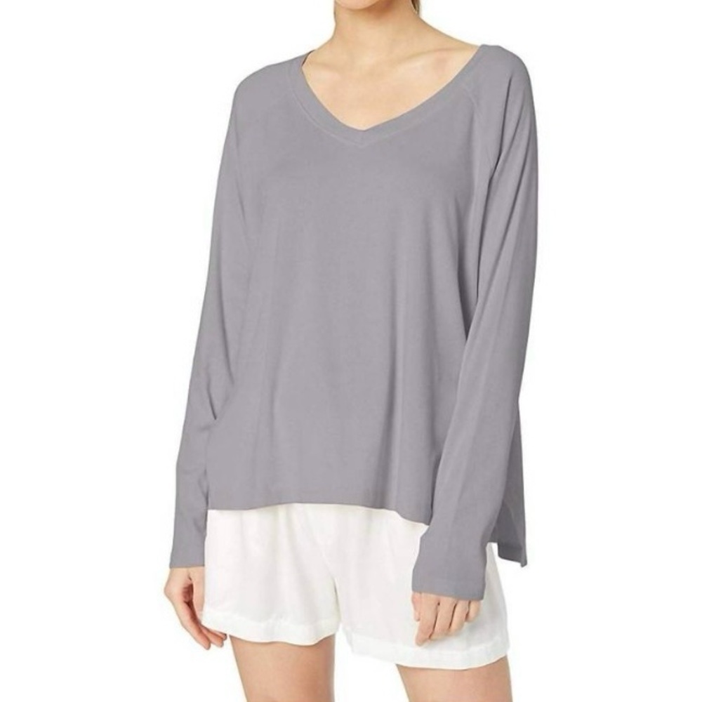 PJ Harlow Frankie Rib Long Sleeve V-Neck with Side Slits Size Medium Like New